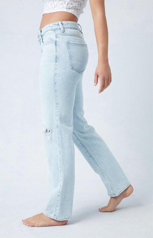 PacSun Womens Eco Light Ripped Knee Low Rise Straight Leg Jeans Product Image