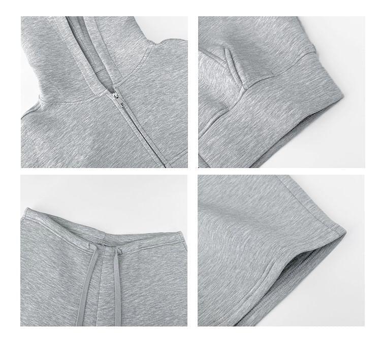 Cropped Hooded Pullover Jacket / Low-Waist Straight-Cut Sweatpants Product Image