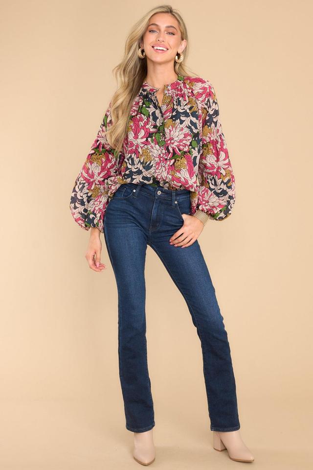 Emory Peony Cotton Button Front Top Navy Product Image