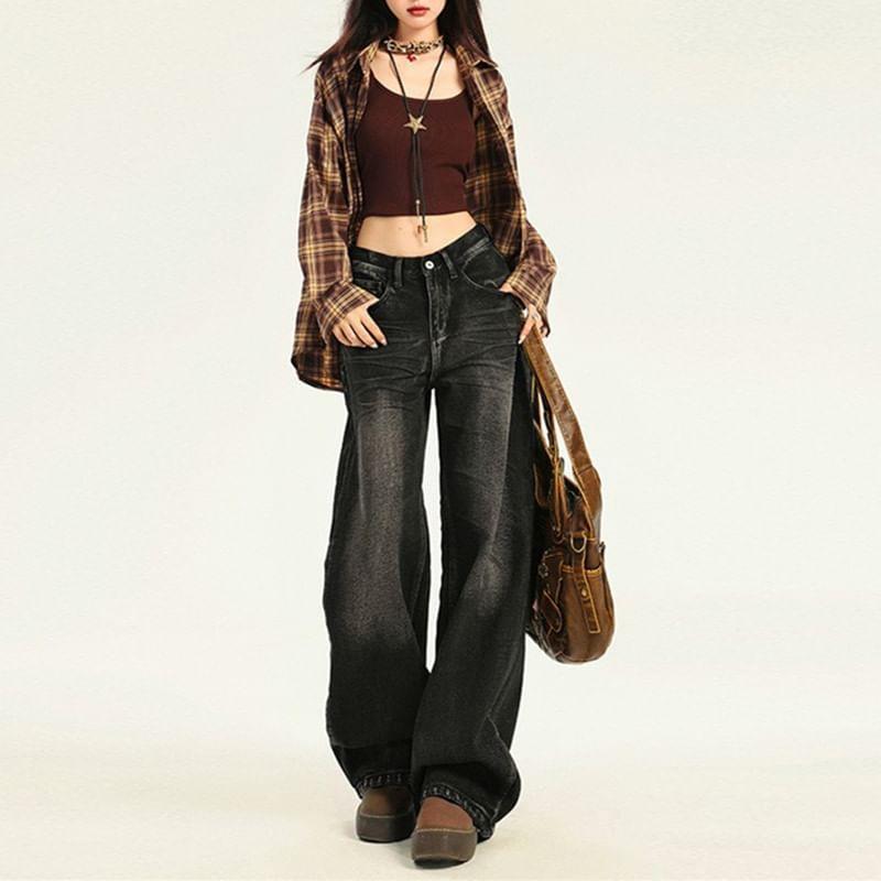 Low Rise Washed Loose-Fit Wide-Leg Jeans product image