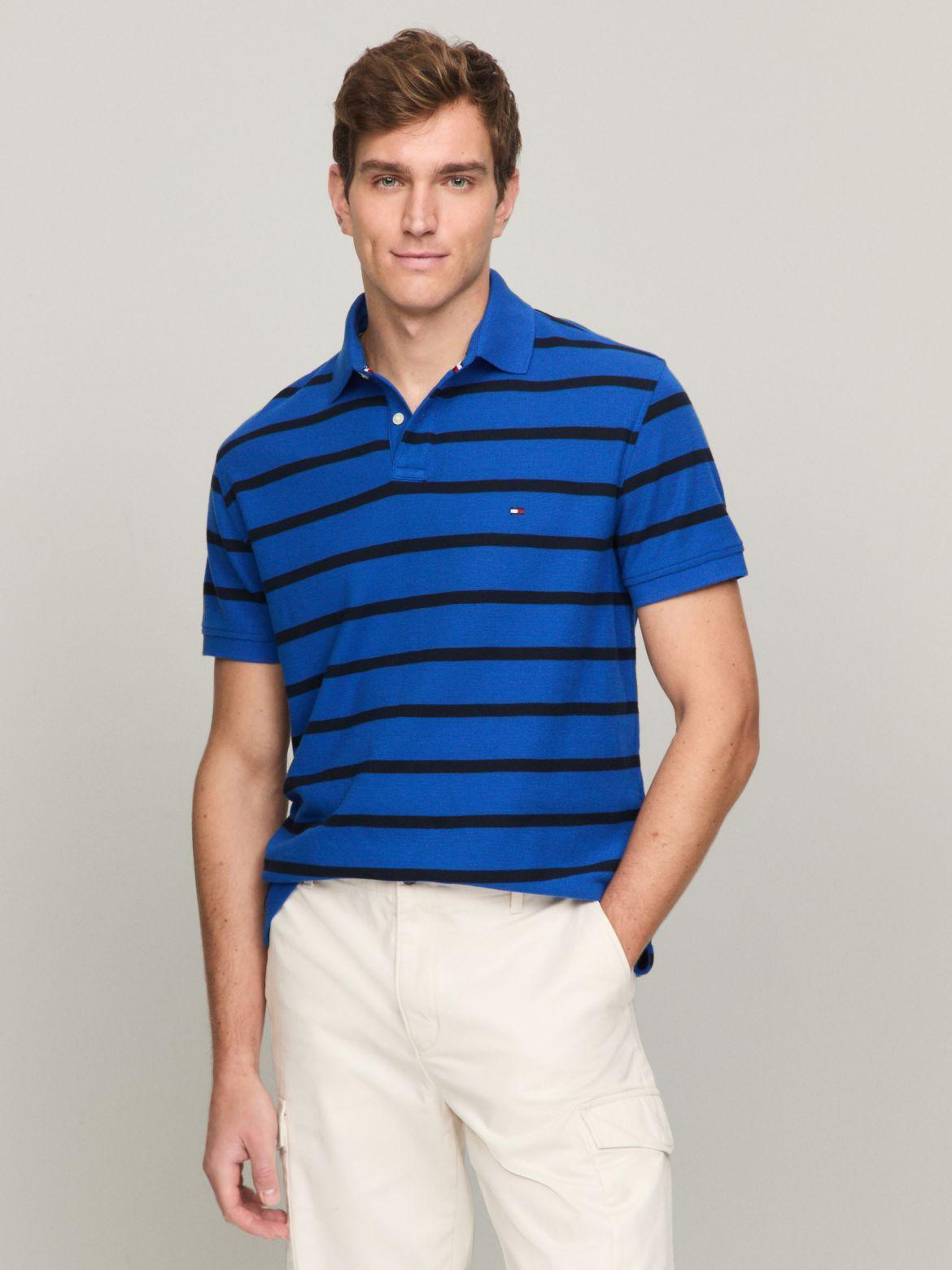 Tommy Hilfiger Men's Regular Fit Stripe Wicking Polo Product Image