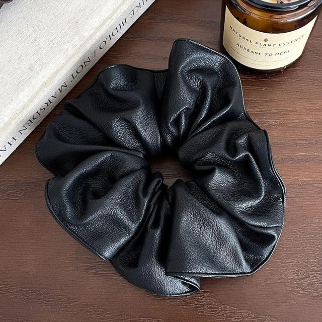 Faux Leather Plain Scrunchie Product Image