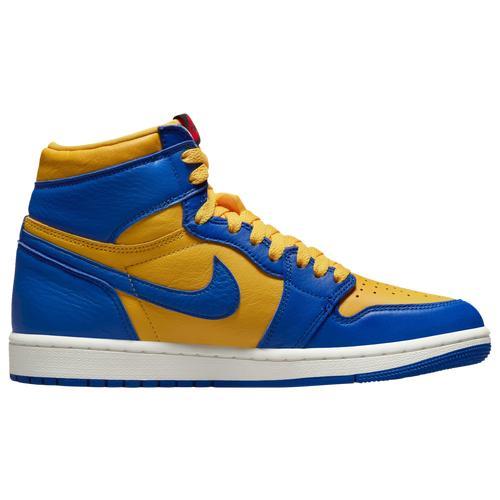 Jordan Womens Jordan AJ 1 High - Womens Shoes Yellow/White/Blue Product Image