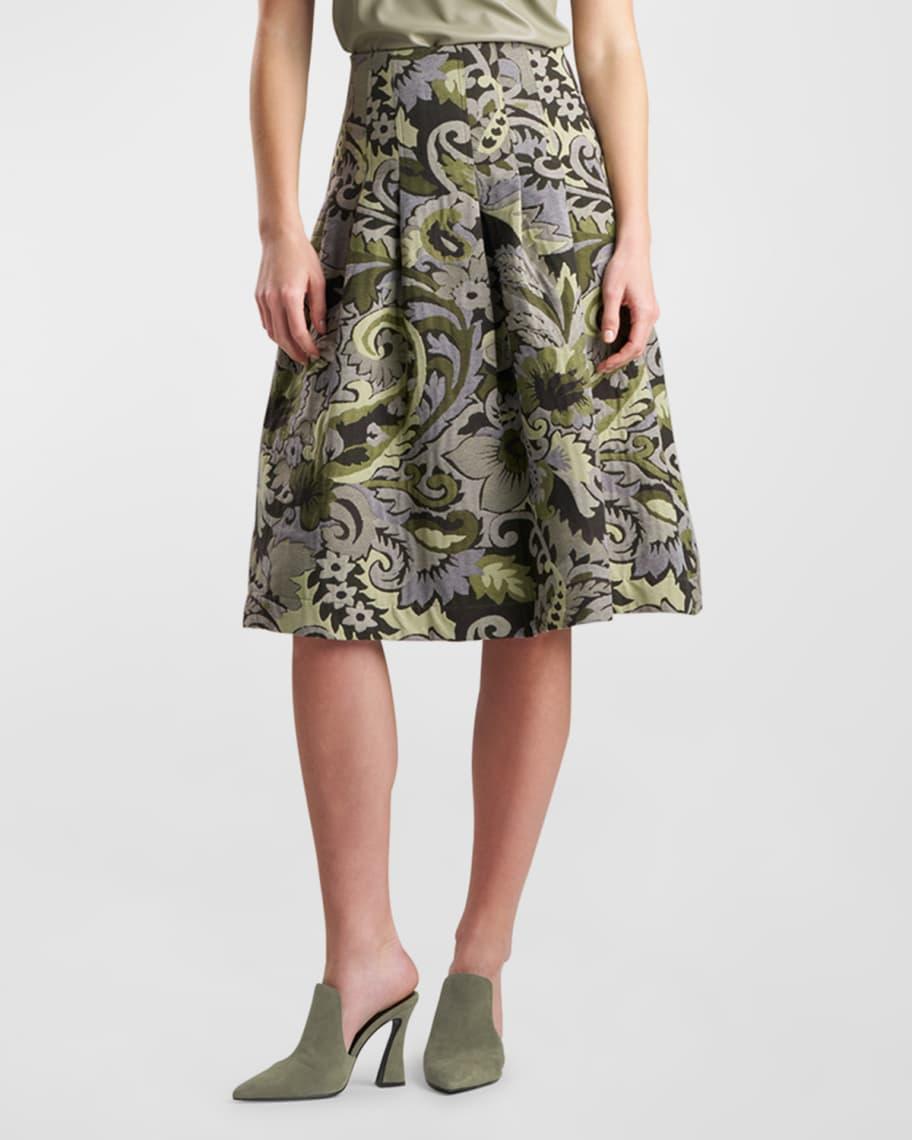 Shinrin Pleated Paisley Jacquard Skirt Product Image