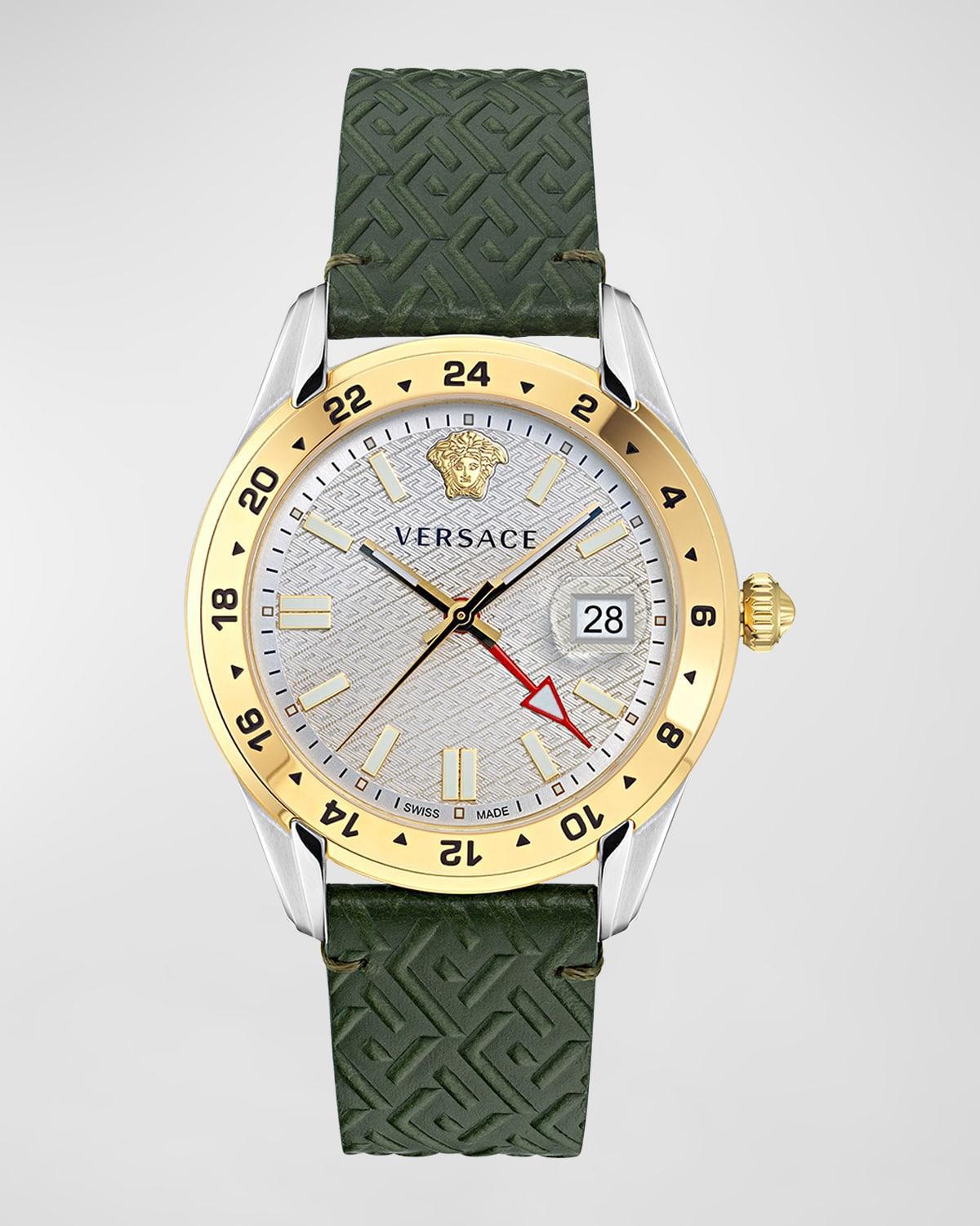 Versace Greca Time Leather Strap Watch, 41mm Product Image