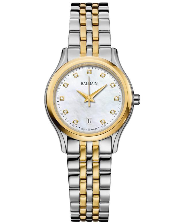 Balmain Womens Swiss Beleganza Diamond (1/20 ct. t.w.) Two-Tone Stainless Steel Bracelet Watch 28mm - Silver Product Image