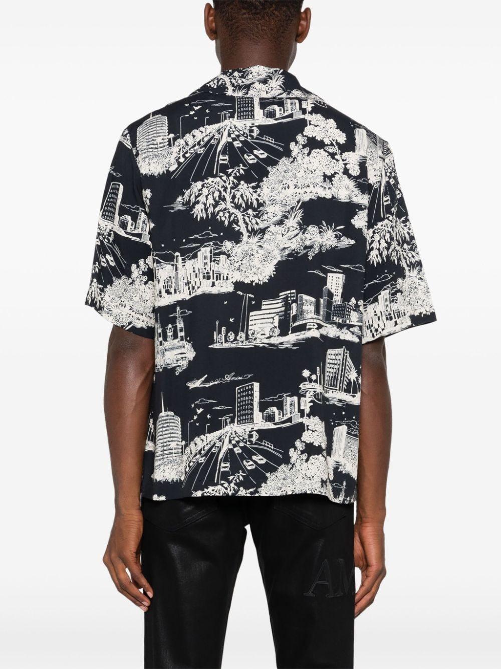 Landmark Printed Shirt In Black And White Product Image