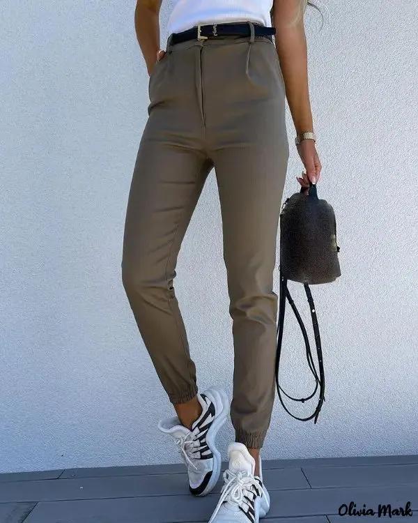 Olivia Mark – High waist casual pants with pocket Product Image