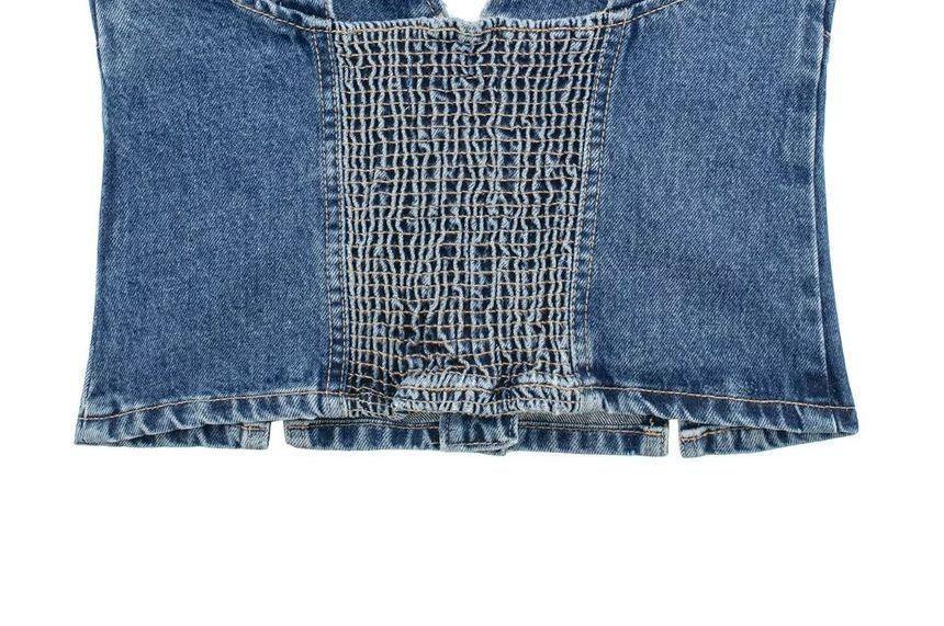 Plain Button-Up Denim Cami Top Product Image