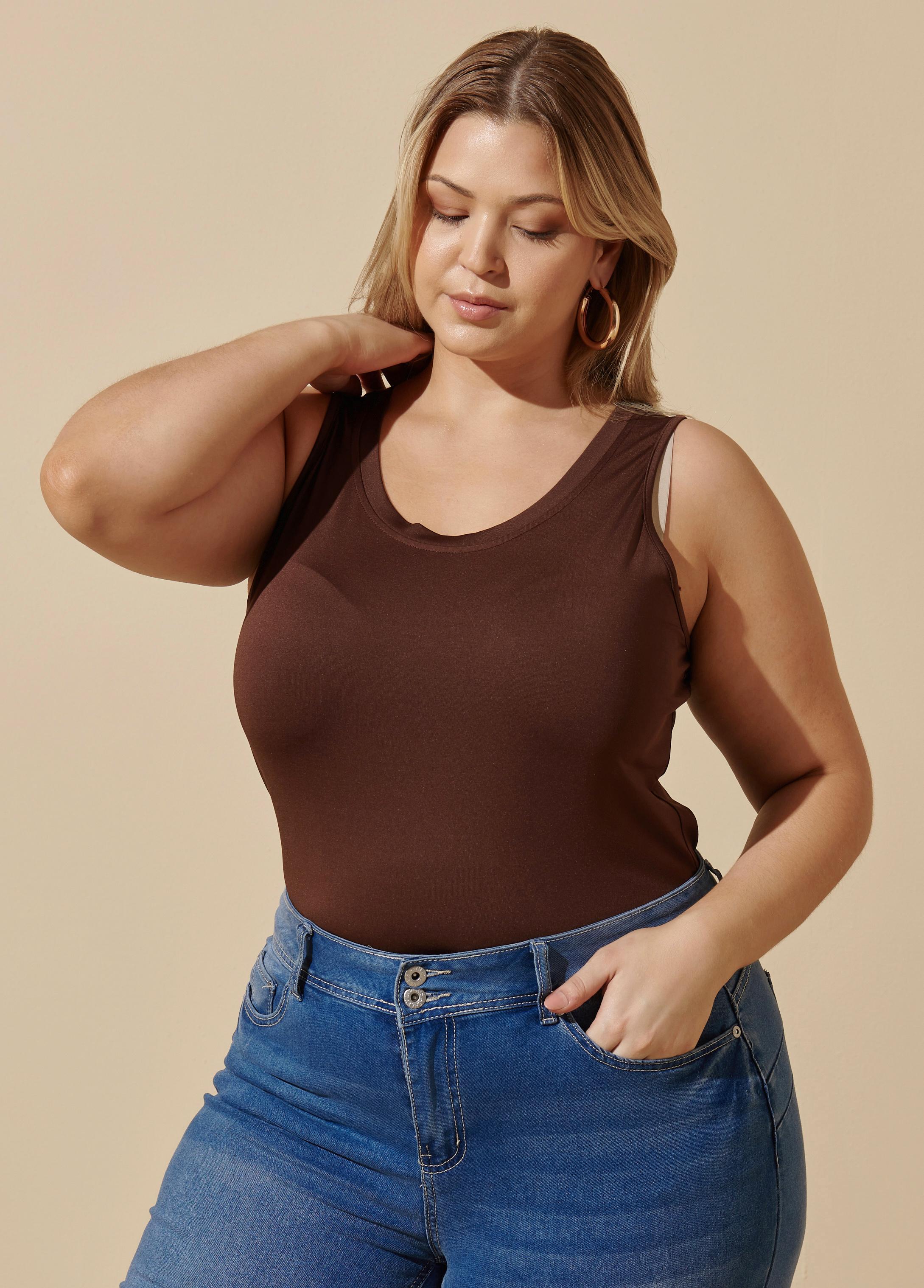 Plus Size Not Your Basic Knit Tank Top, PURPLE, 26/28 - Ashley Stewart Product Image