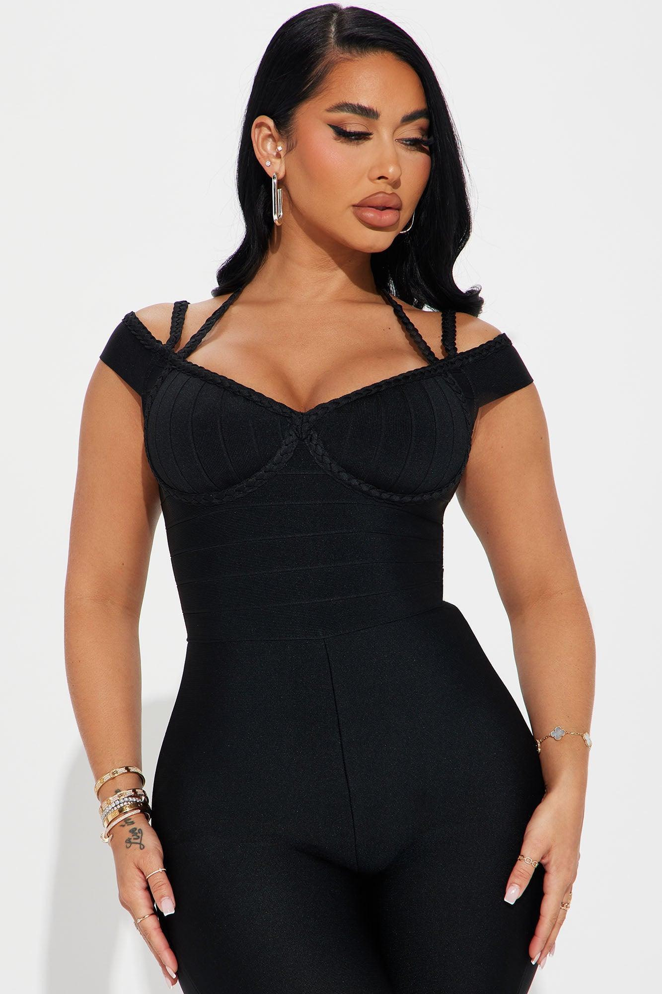 Coming Back Bandage Jumpsuit  - Black Product Image