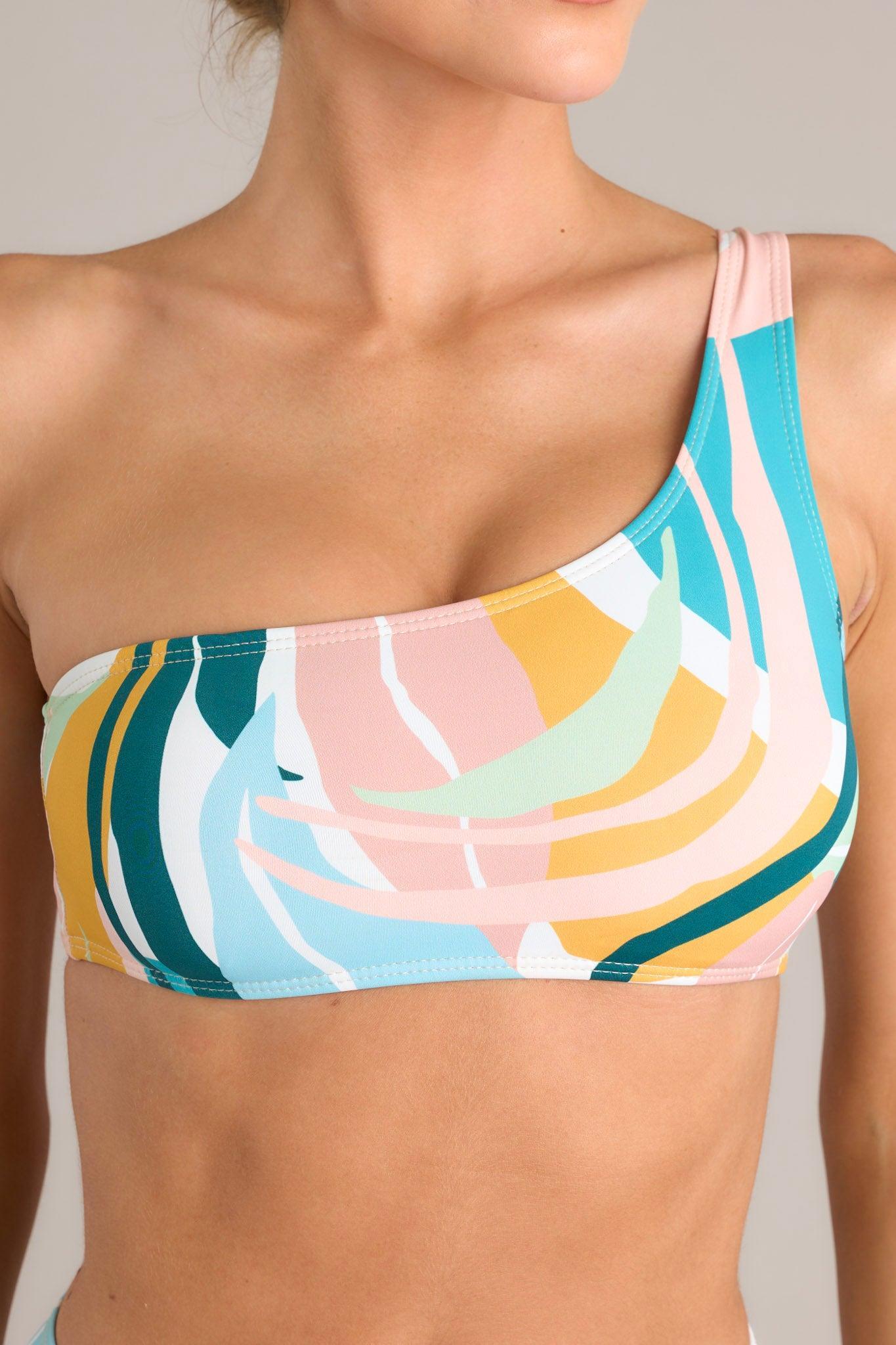 Summer Traveler Pink Multi Print Bikini Top Product Image