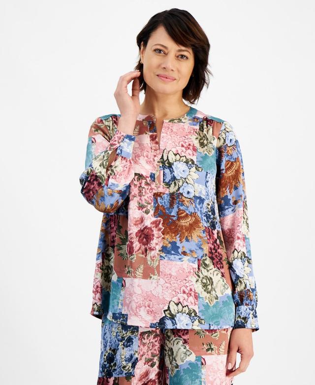 Jm Collection Womens Printed Split-Neck Blouse, Created for Macys Product Image