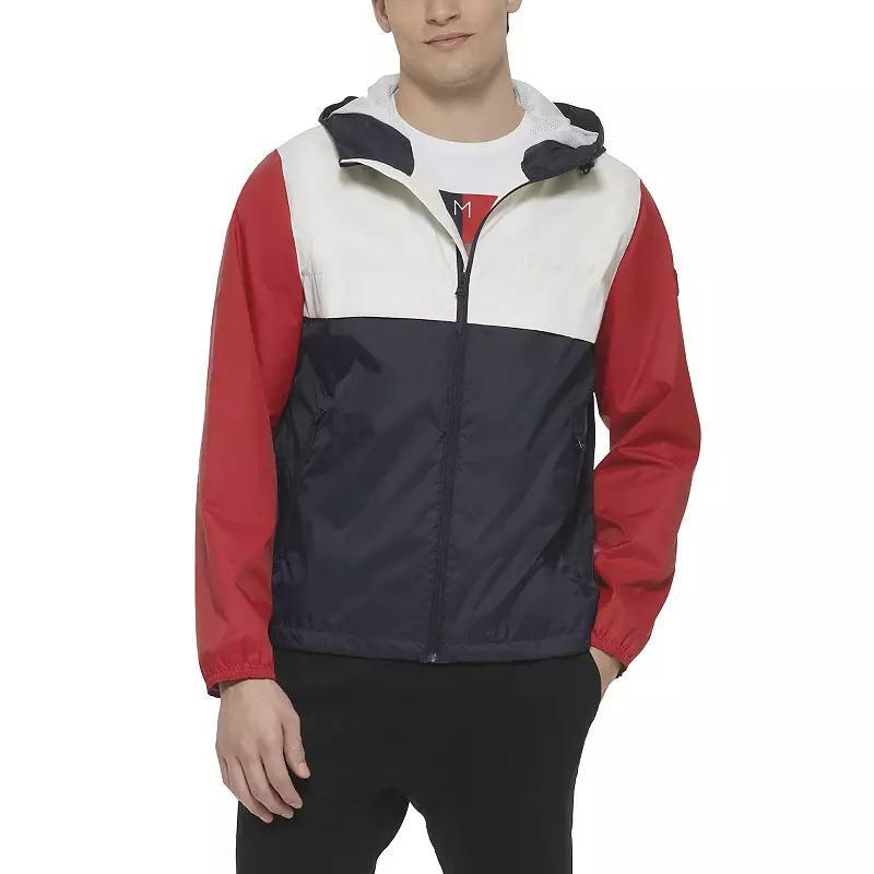 Tommy Hilfiger Mens Stretch Hooded Zip-Front Rain Jacket Product Image