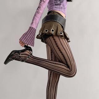 Striped Lace Tights Product Image