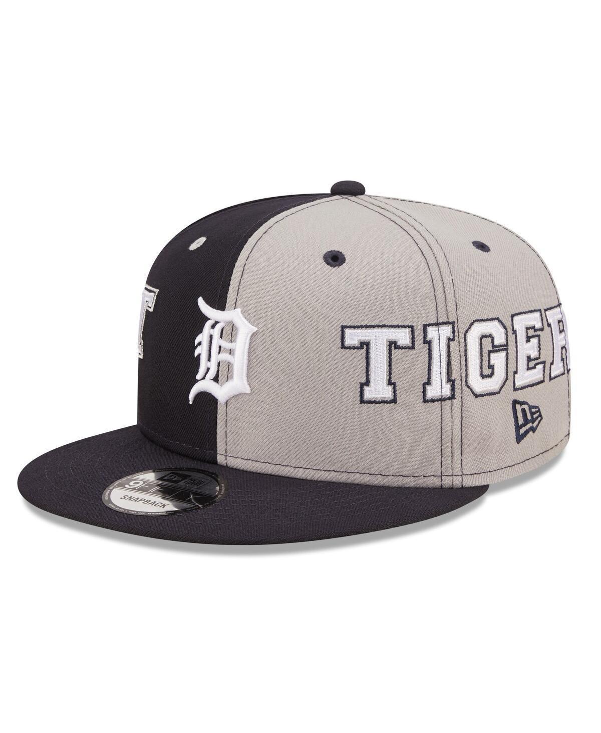 Mens New Era /Gray Detroit Tigers Team Split 9FIFTY Snapback Hat, Blue Product Image