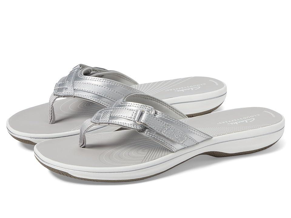 Clarks Womens Cloudsteppers Breeze Sea Flip Flops -SILVER Product Image