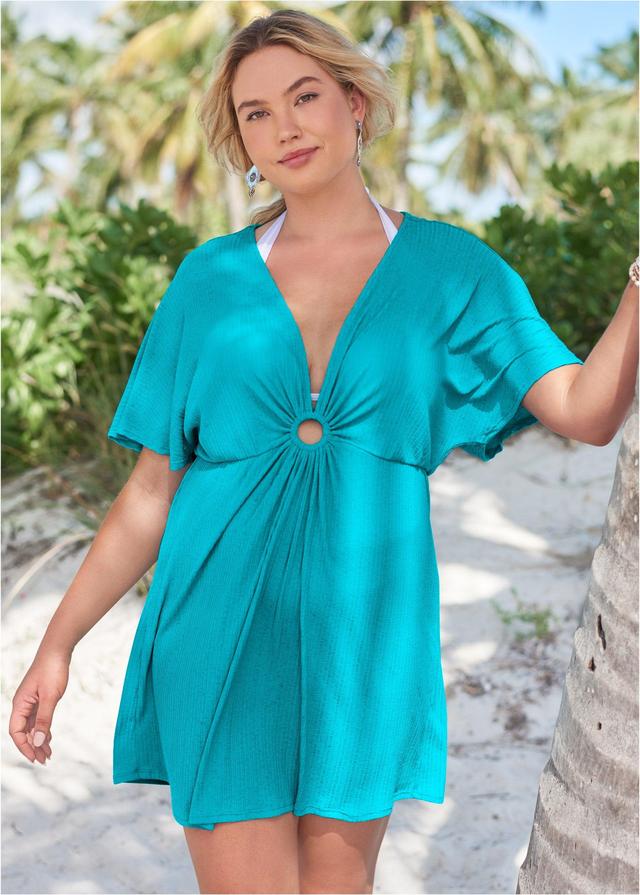 Ring Front Dolman Cover-Up - Aqua Reef Product Image