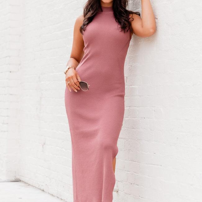 Feeling Good As Always Mauve Tank Sweater Midi Dress FINAL SALE Product Image