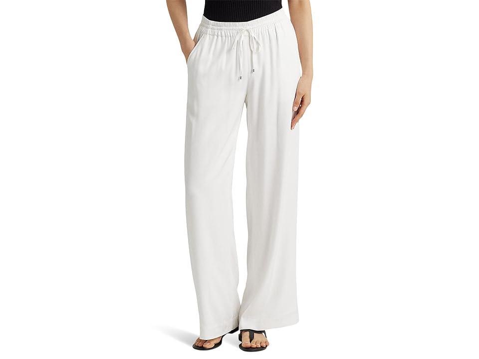 Lauren Ralph Lauren Petite Twill Wide-Leg Pants Women's Casual Pants Product Image