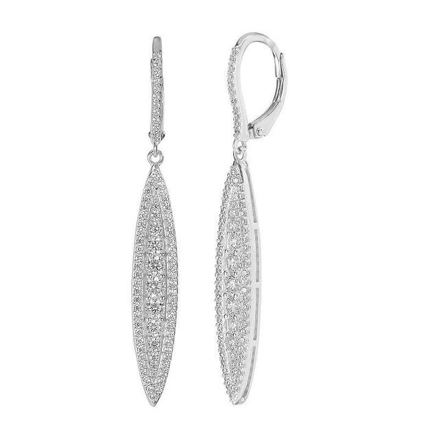 Judy Crowell Sterling Silver Long Marquis CZ Leverback Drop Earrings, Womens Product Image