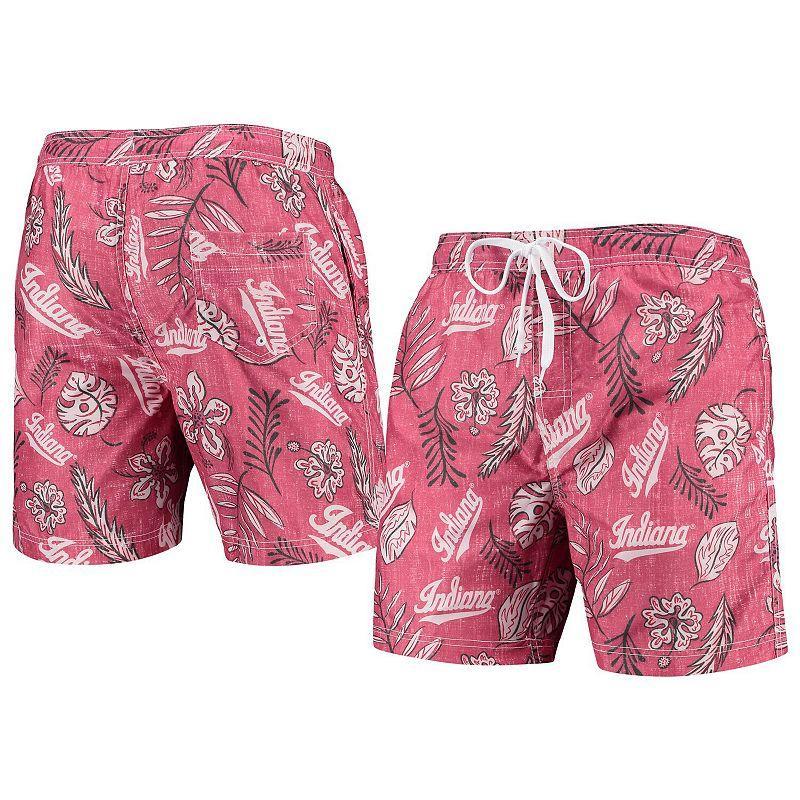 Mens Wes & Willy Crimson Indiana Hoosiers Vintage Floral Swim Trunks Product Image