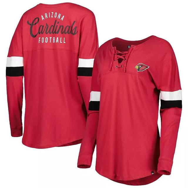 Womens New Era Cardinal Arizona Cardinals Athletic Varsity Lightweight Lace-Up Long Sleeve T-Shirt Product Image