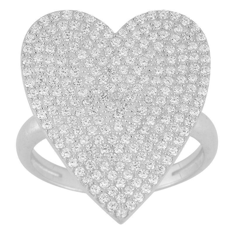 Sunkissed Sterling 14k Gold Over Silver Cubic Zirconia Pave Heart Ring, Womens White Product Image