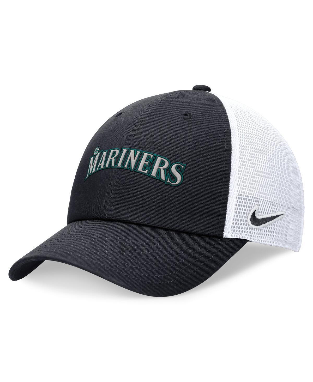 Nike Mens Navy Seattle Mariners Evergreen Wordmark Trucker Adjustable Hat - Pi Blu Product Image