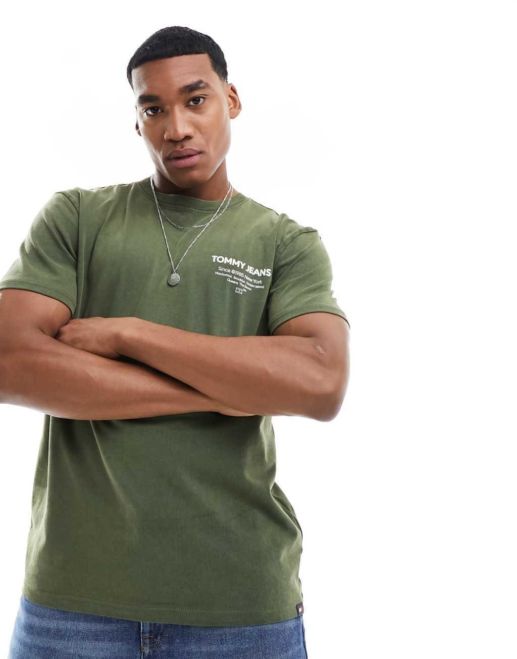 Tommy Jeans regular washed essential t-shirt in olive green Product Image