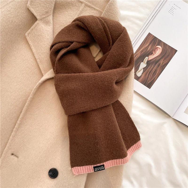 Solid-Colored Warm Cashmere Winter Knitted Scarves Light Brown Product Image
