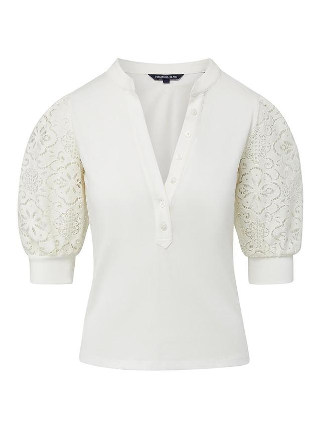 Womens Coralee Cotton Lace-Sleeve Blouse Product Image