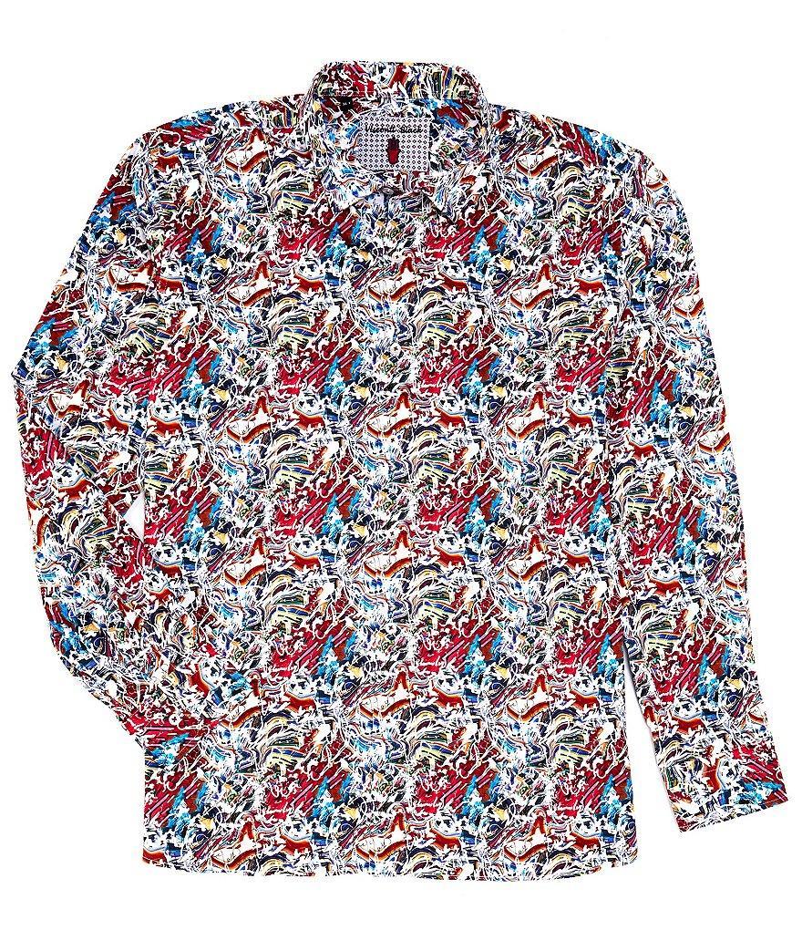 Visconti Stretch Abstract Print Long Sleeve Woven Shirt Product Image