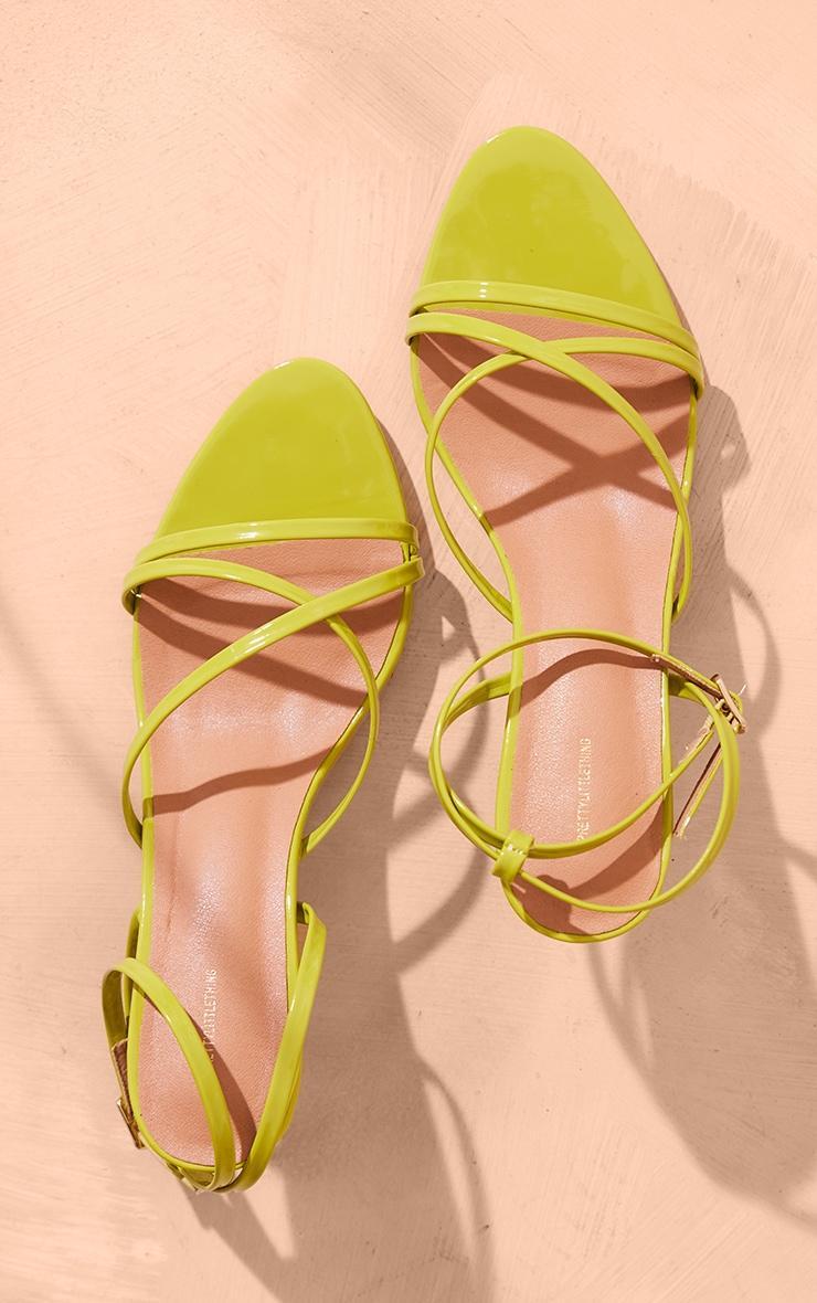 Green Patent PU Point Toe Cross Strap Heeled Sandals Product Image