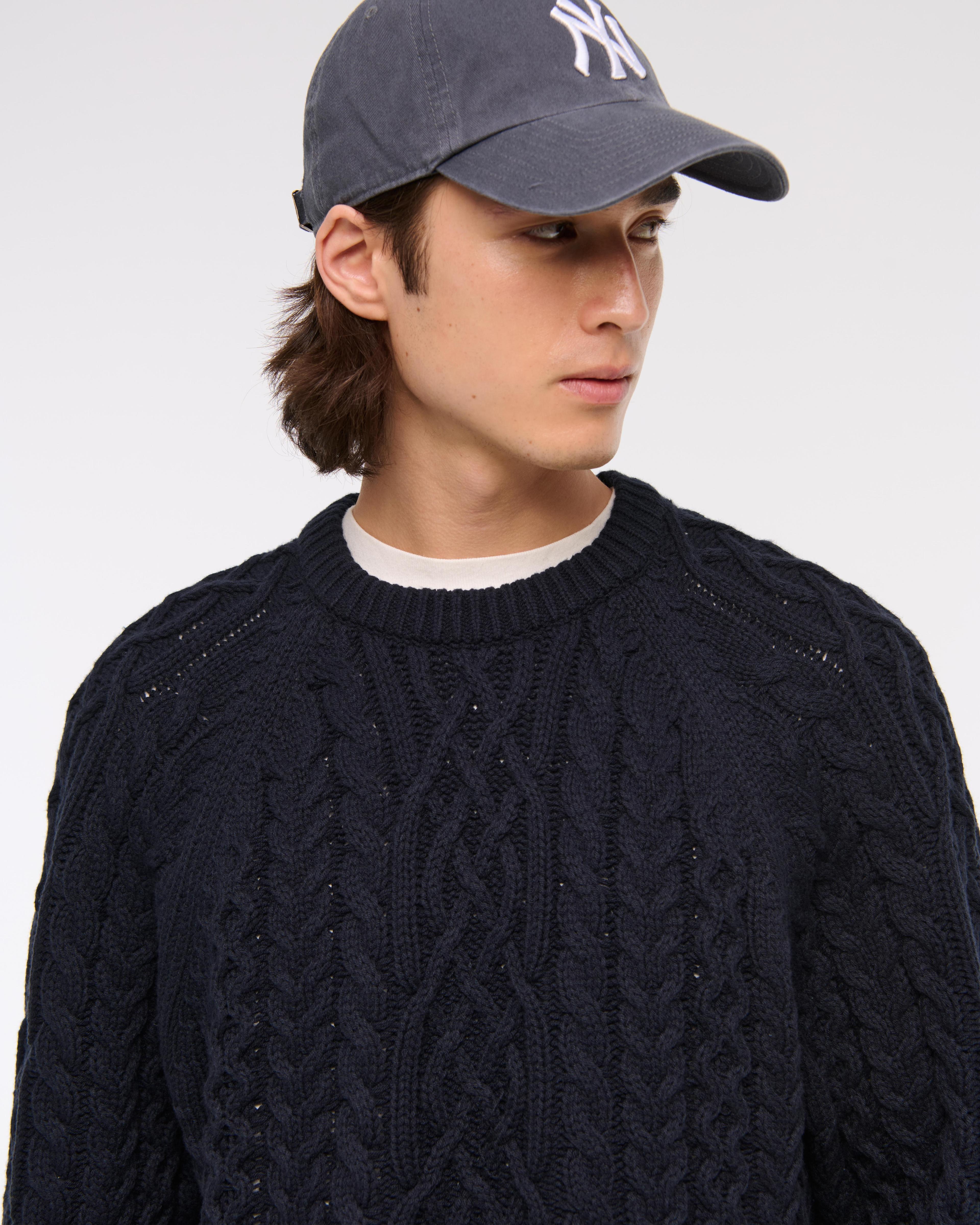 Oversized Cable Crew Sweater Product Image