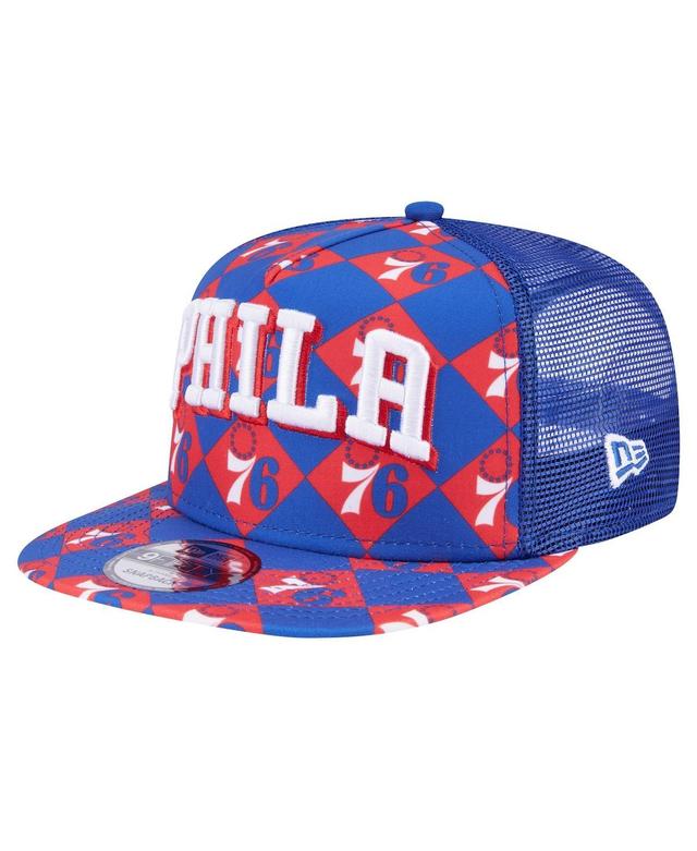 New Era Mens Royal Philadelphia 76ers Seeing Diamonds A-Frame Trucker 9FIFTY Snapback Hat Product Image