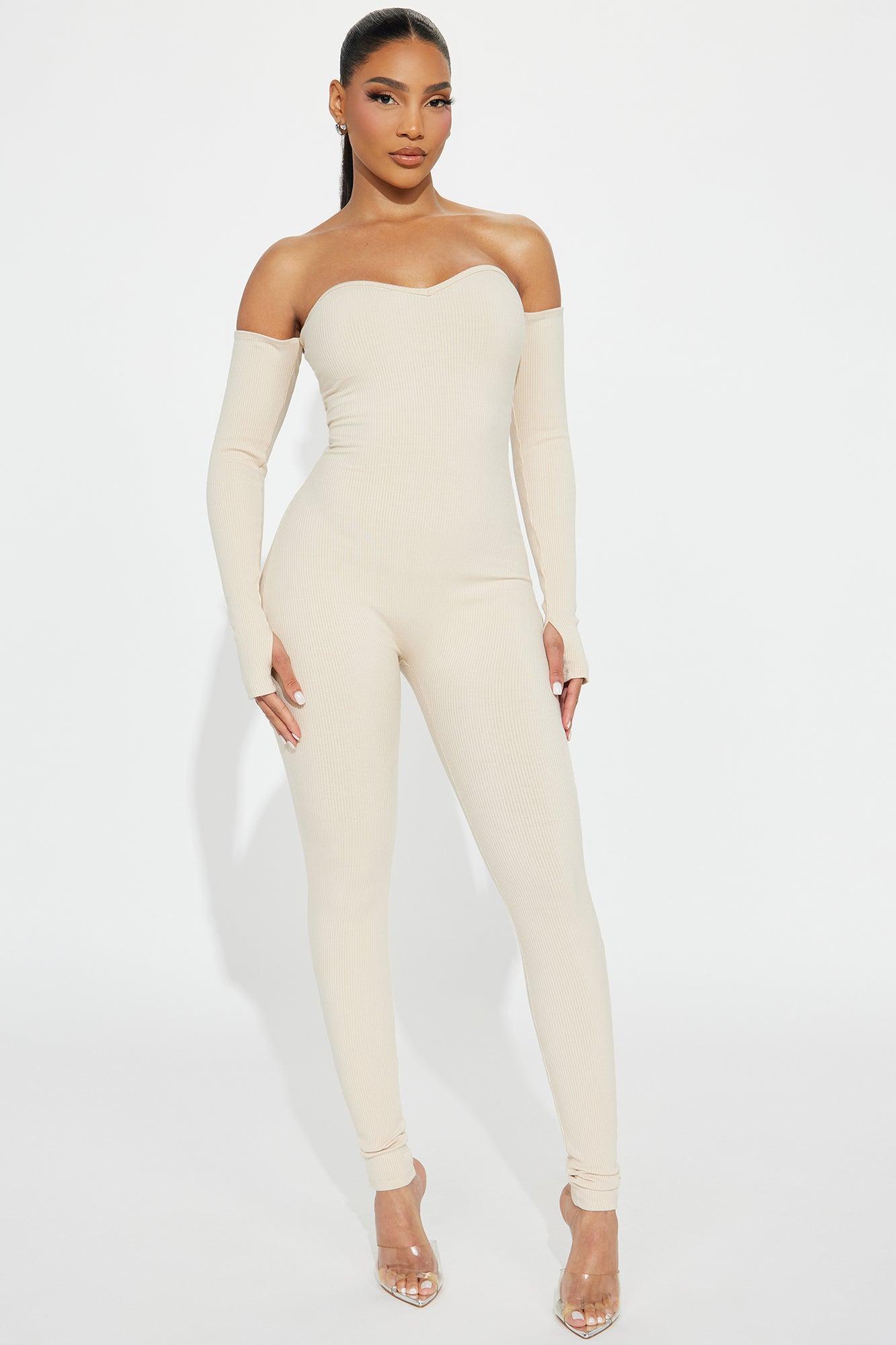 Katie Snatched Jumpsuit - Cream Product Image