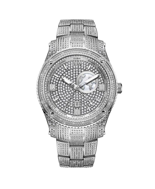 Jbw Mens Jet Setter Gmt Silver-Tone Stainless Steel Bracelet Watch 46mm Product Image