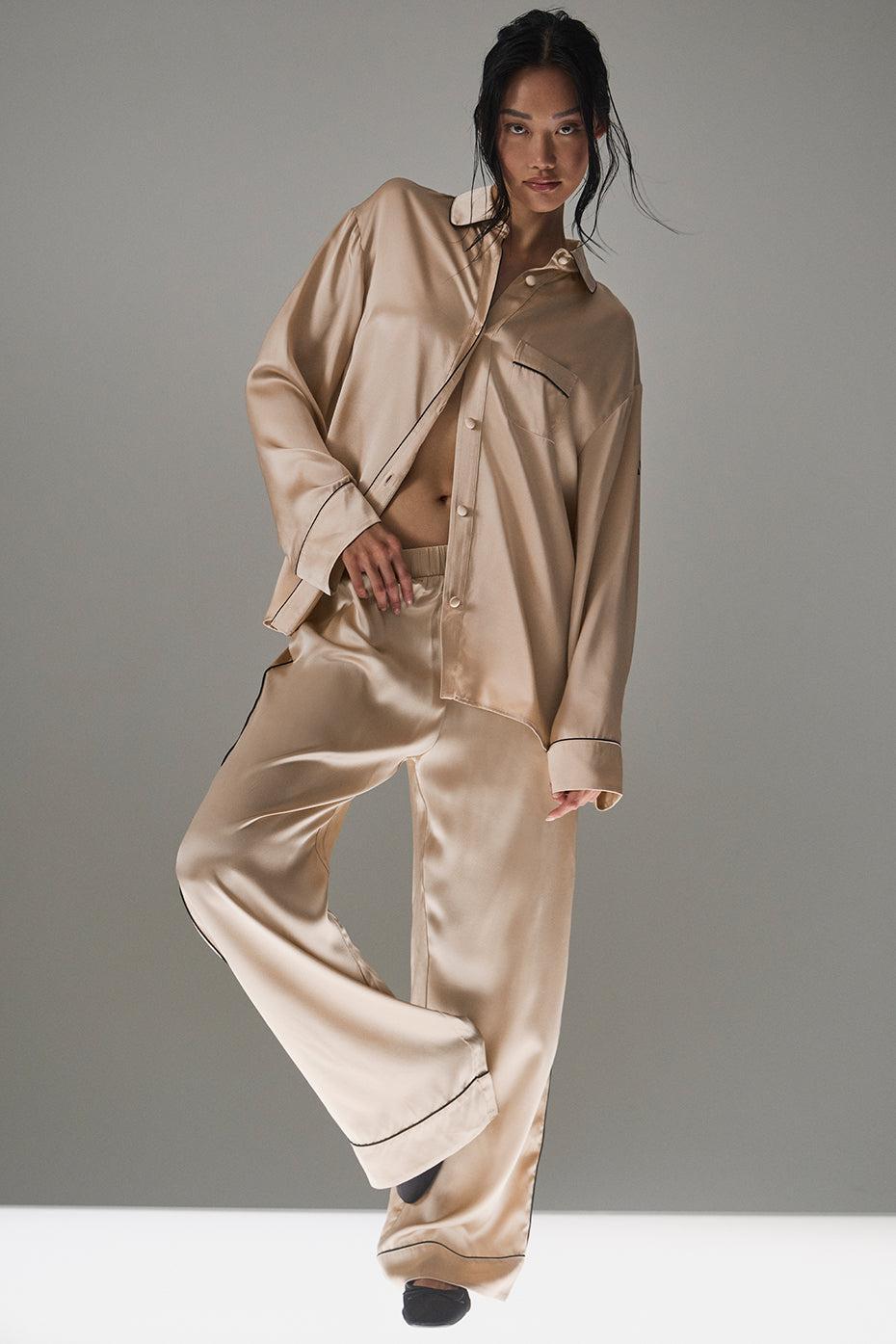 Courchevel Silk Pant - Champagne Pop/Black Product Image