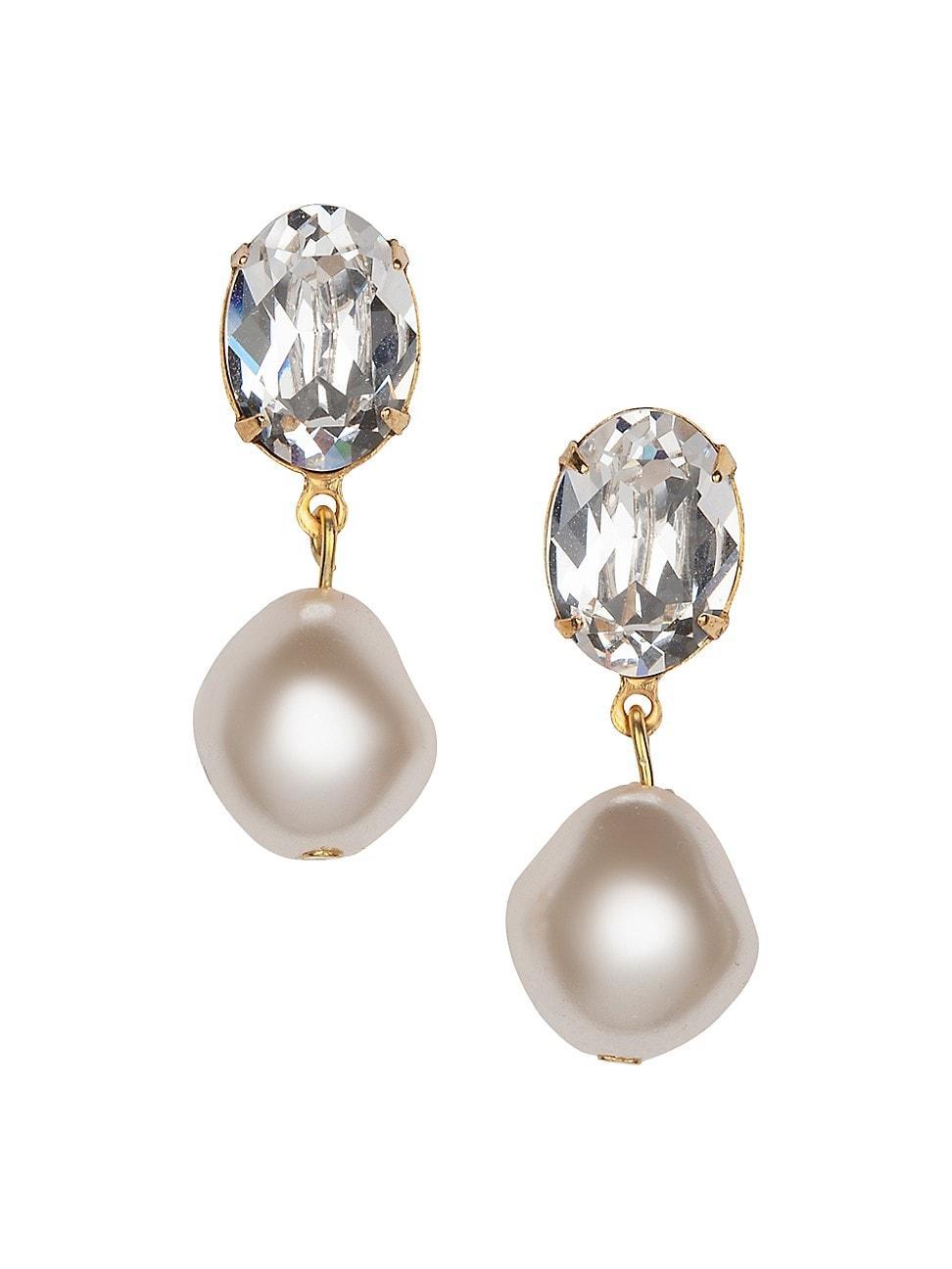 Womens Tunis 24K Gold-Plated, Crystal & Glass Pearl Drop Earrings Product Image