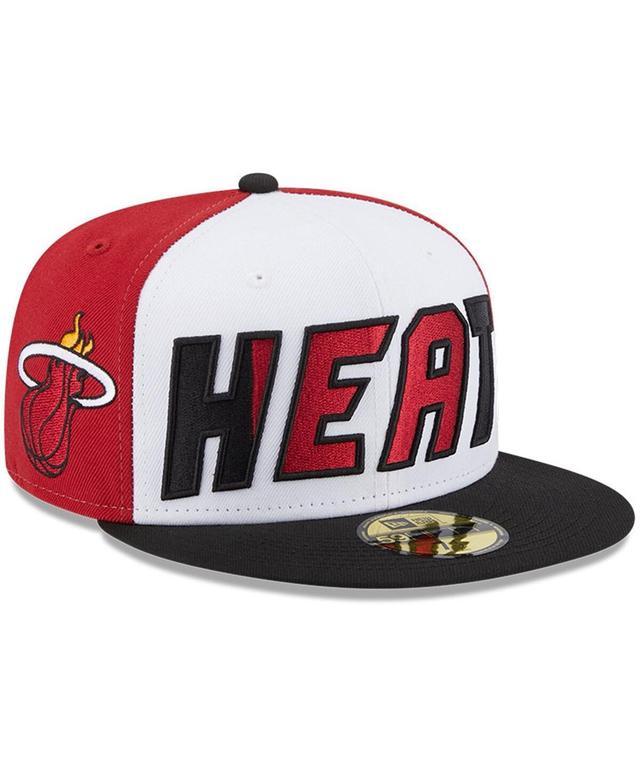 Mens New Era White and Black Miami Heat Back Half 9FIFTY Fitted Hat - White Product Image