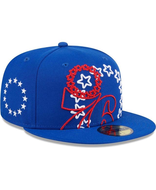 Mens New Era Royal Philadelphia 76ers Game Day Hollow Logo Mashup 59FIFTY Fitted Hat Product Image