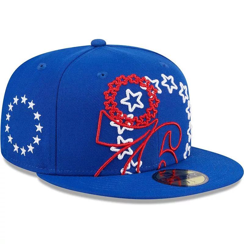 Mens New Era Royal Philadelphia 76ers Game Day Hollow Logo Mashup 59FIFTY Fitted Hat Product Image