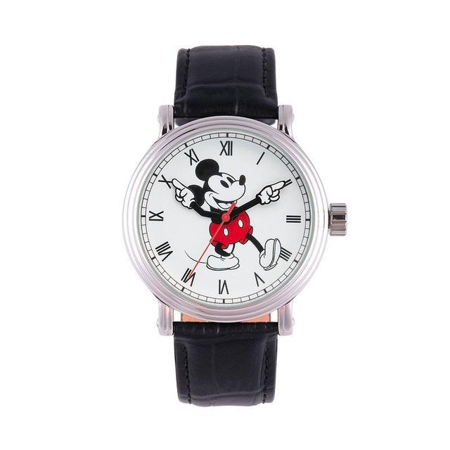 Disneys Mickey Mouse Mens Silver Vintage Alloy Watch Black Product Image