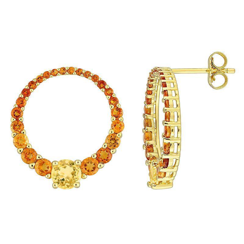 Stella Grace 18k Gold Over Silver Madeira Citrine & Citrine Graduated Open Circle Earrings, Womens, Gold Tone Product Image