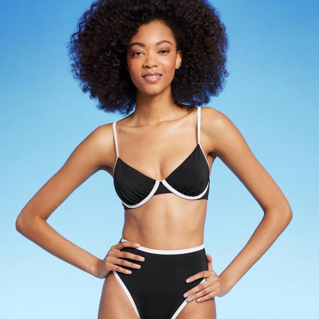 Womens Underwire Contrast Band Bikini Top - Shade & Shore Black 38D Product Image