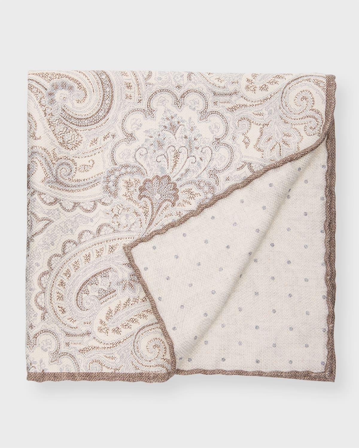 Mens Paisley-Print Silk Pocket Square Product Image