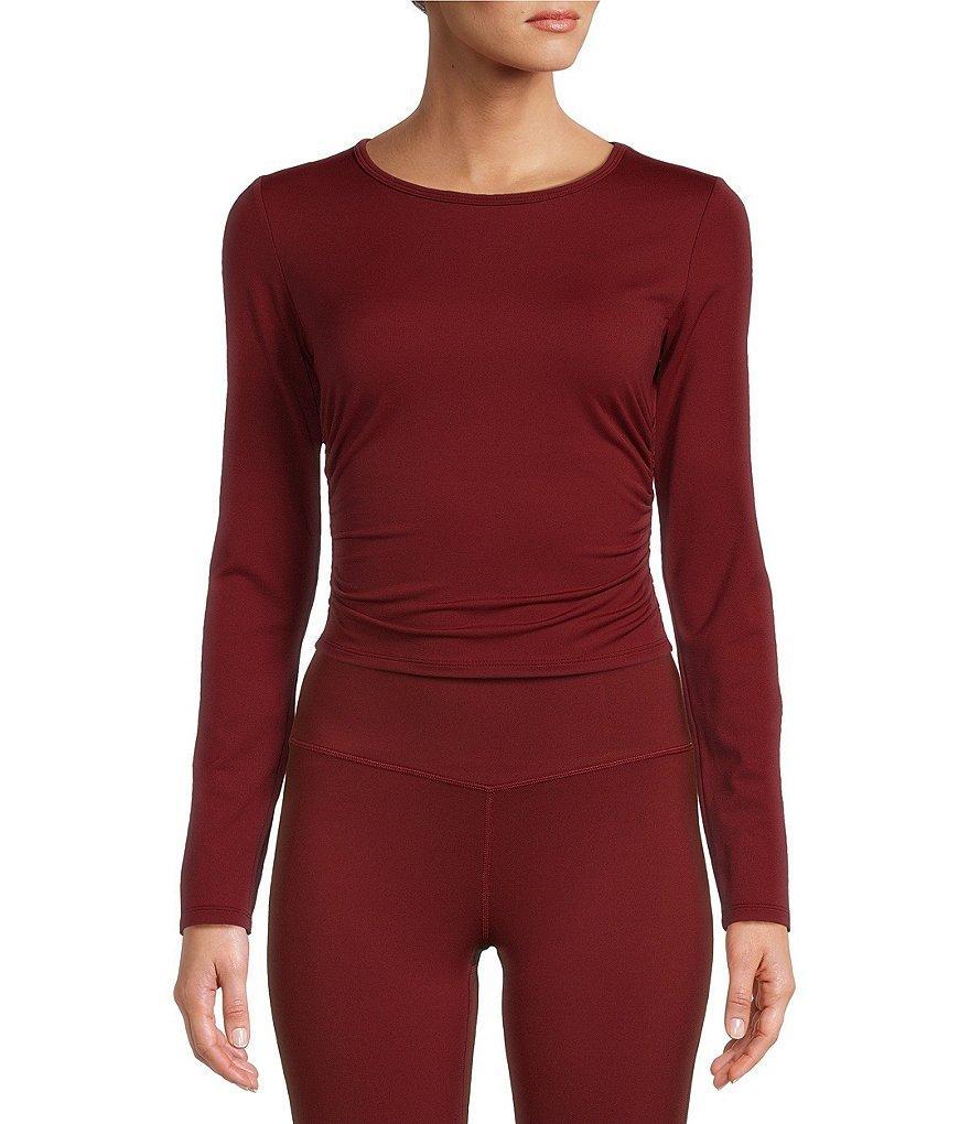 Antonio Melani Active Ruched Crew Neck Long Sleeve Fitted Coordinating Crop Top Product Image