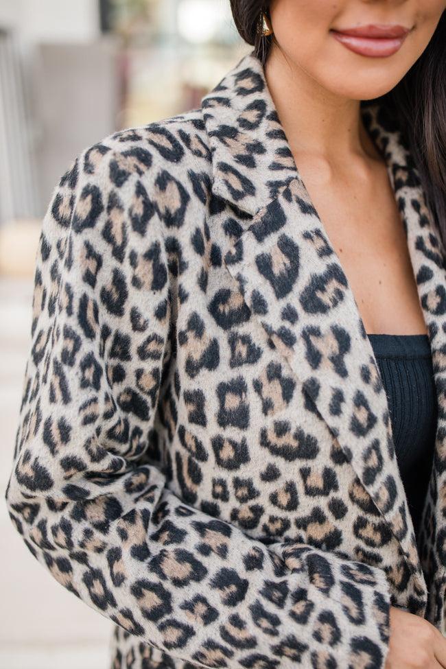 Do It Pronto Leopard Wool Blend Blazer Coat Product Image