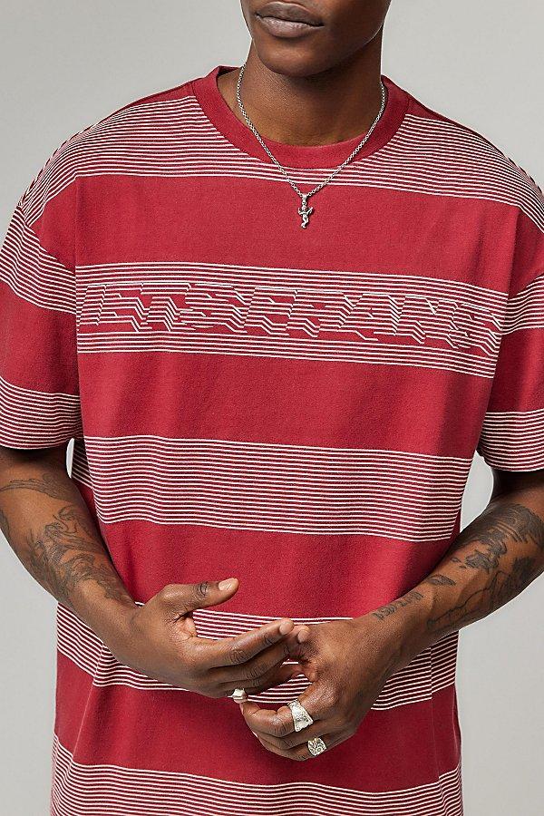 iets frans. Burgundy 3D Stripe Tee Mens at Urban Outfitters Product Image